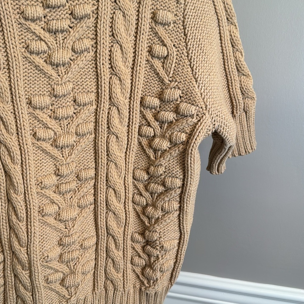 Zara mid camel short sleeve textured sweater size large - Picture 7 of 7